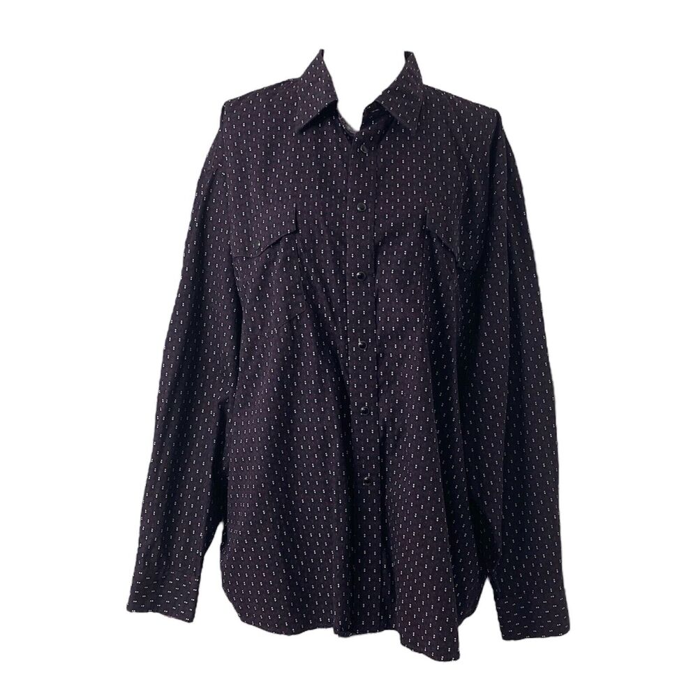 Men's XL Western Shirt Panhandle Slim Purple and Black Pearl Snap Long Sleeve